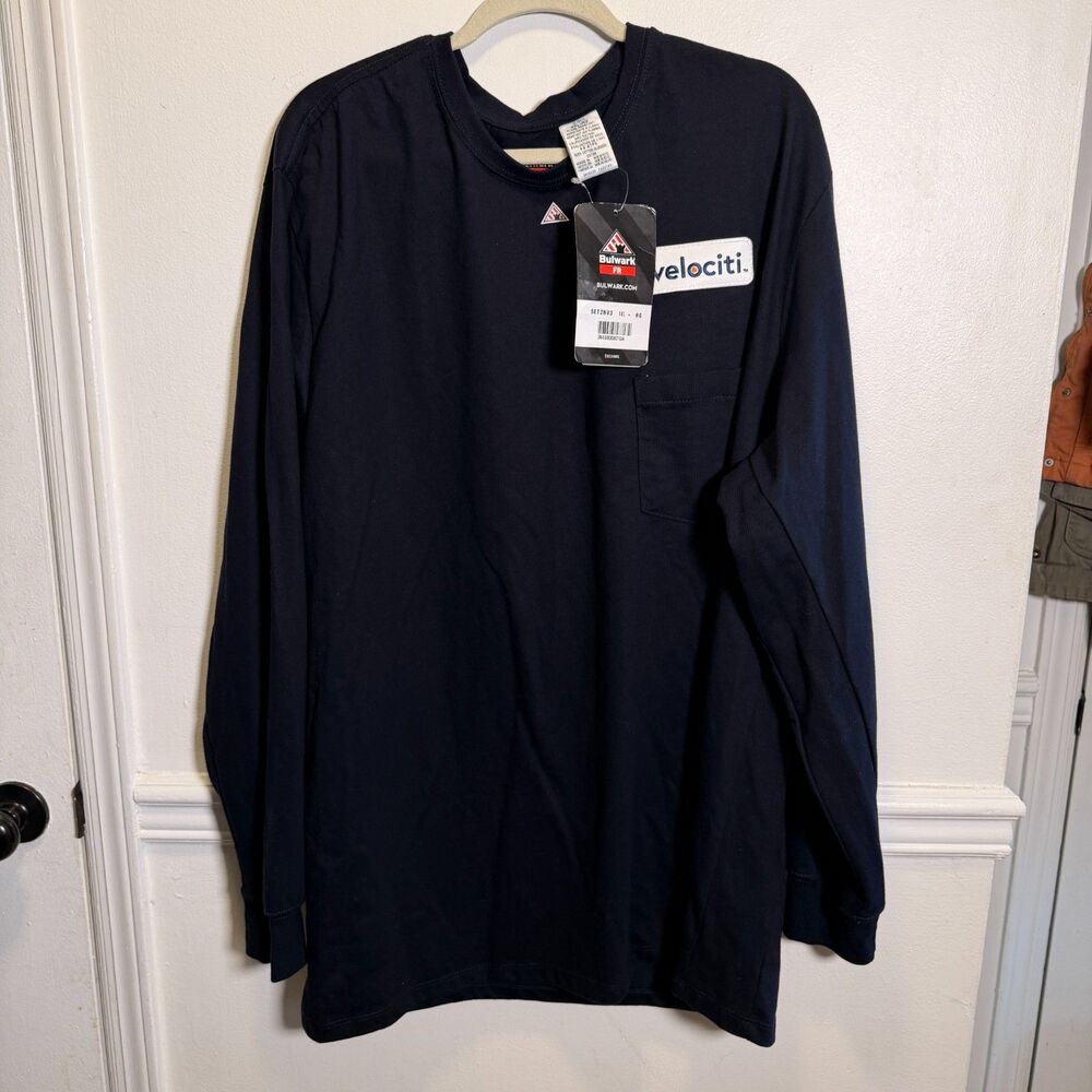Bulwark FR 3XL Navy Flame Resistant Long Sleeve Pocket Shirt SET2NV3 Velociti